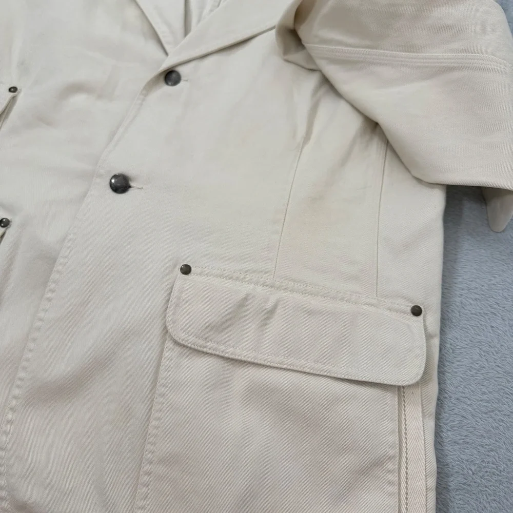 VTG Polo Ralph Lauren Safari Field Jacket Blazer Mens Large Cream Cotton Twill